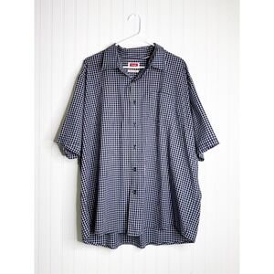 Wrangler Men's Short Sleeve Button Down Shirt Blue White Gingham Plaid Size 2XL